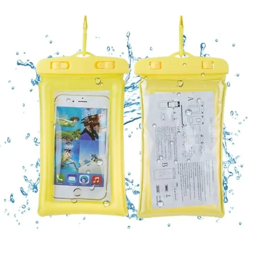 Mobile Phone Dry Bag Touch Screen Pouch, Transparent Floating Waterproof ~Yellow